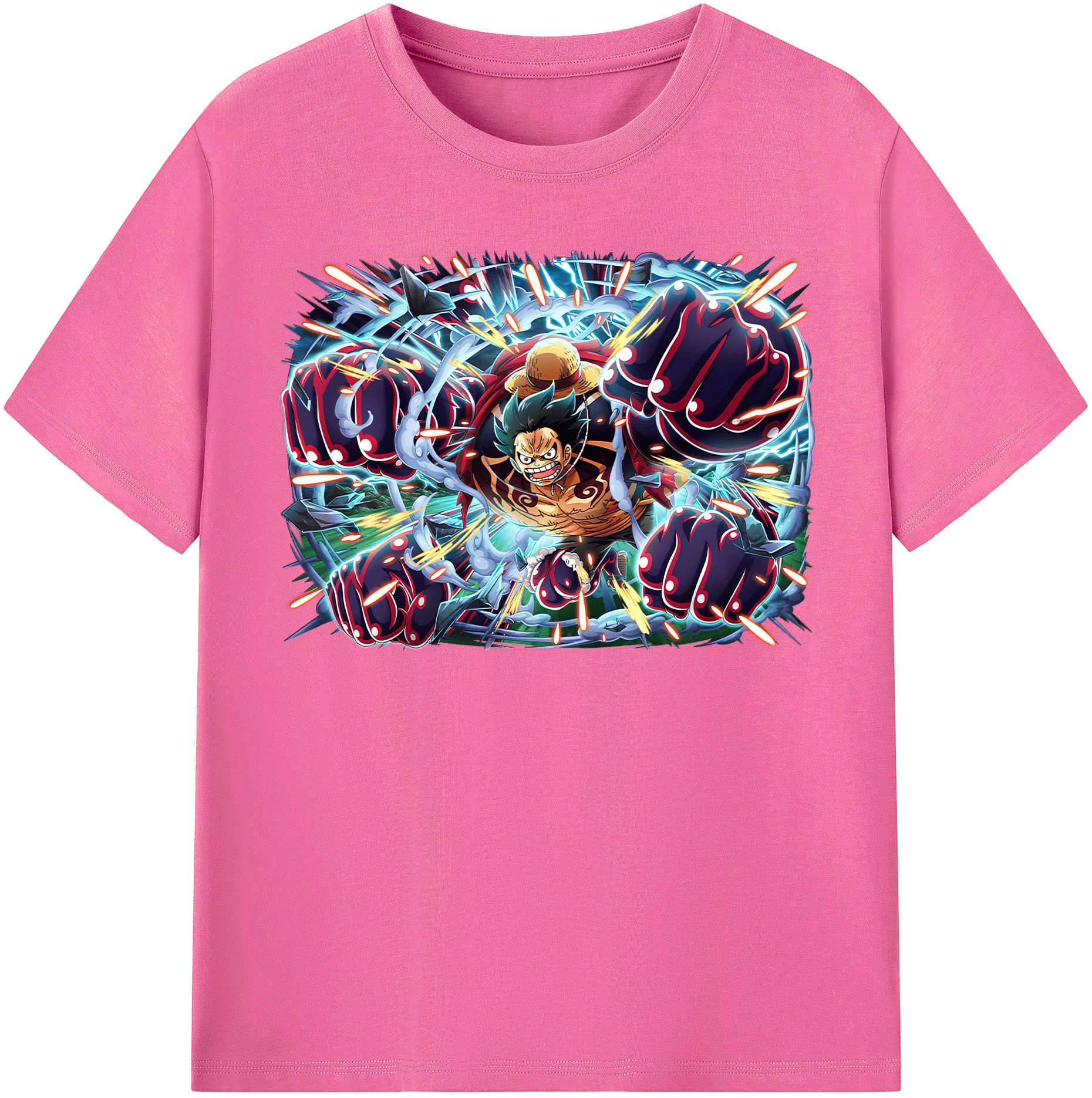 ワンピース モンキー・D・ルフィ ONE PIECE Monkey D. Luffy レディースカジュアルプリントTシャツ（綿100％）